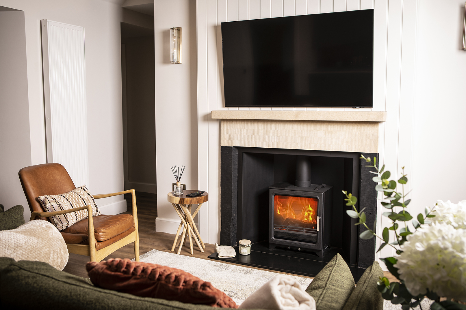 Fireplace and living room